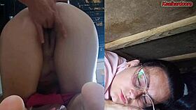 The man witnessed the woman's vulnerability as she was stuck under the sink.