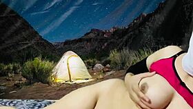 nude video of asian babe while camping at night