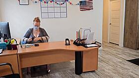 Big Ass Female Boss Lets Janitor Rip Off Her Panties And Eat Her Pussy!