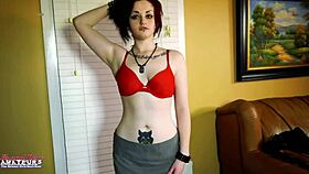 Inked Cutie Marcie Dildo Fucks Her Horny Twat Wearing Lingerie And Squirts