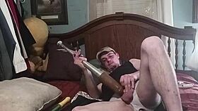 Anal dildo stretches ass with monster cock action