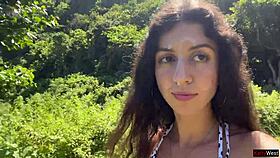 Walking with hot cum on my face on a public beach full of people - cumwalk