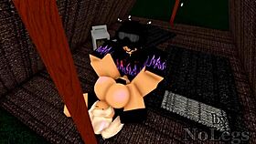 Roblox sex in tent camping with big tits and monster cock