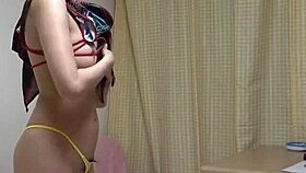 Natural Boobs Girl Does Fitness Naked In Japanese Apartment