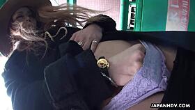 The Asian babe's slutty ass gets pounded doggy style in hardcore action.