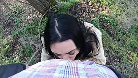 Cheating slut sucks cock outdoor during fur-coat shopping!