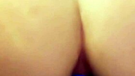 The big-ass student craves a cock in her tight anal, but without one, she uses a thick dildo, swallowing it with her ass