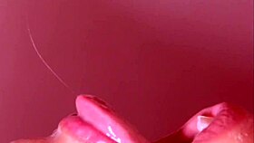 the experienced milf kneels down for a close-up blowjob, licking first then deepthroating until cum in mouth