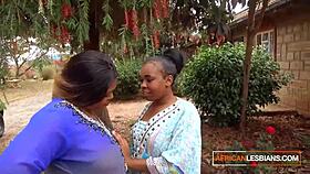 african milf lesbians kiss passionately at public house party