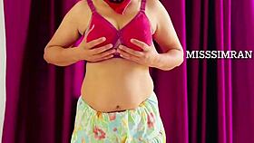 Misssimran playing with big round and natural milky boobs and nipples, but what secrets does she hide?