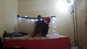 Ebony beauty squirts wildly during interracial blowjob session