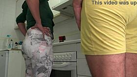 French amateur milf allows horny young guy to cum on her hairy pussy.