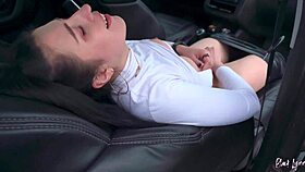 I cum intensely in my leather leggings inside the car all by myself
