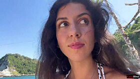 Walking with hot cum on my face on a public beach full of people - cumwalk