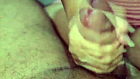 Watch this sailor hotwife masturbate with huge interracial handjob and blowjob