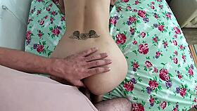 Stepson fucks naked woman in pussy and anal