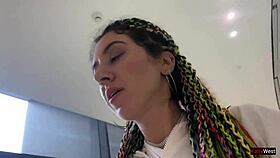 i'm so horny doing a crazy cumwalk in the public shopping mall after blowjob in toilet