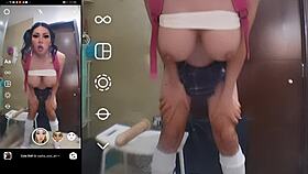 Futanari trap experiments with big tit filters in a playful scene.