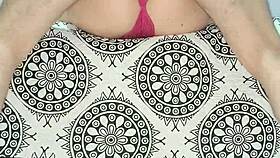 red lingerie teasing natural tits