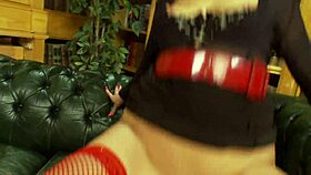 blonde in fishnets anna joy gets her shaved pussy fucked and a cum facial