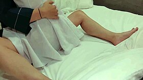 Asian girl in uniform cosplay riding scene