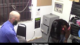 black shoplifter steals officers phone and must suck his cock to get out of trouble - lifterxxx