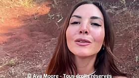 French amateur gets banged by group in woods 😈