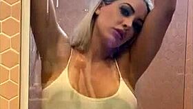 Blonde with big tits and ass excites