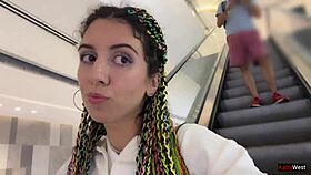 i'm so horny doing a crazy cumwalk in the public shopping mall after blowjob in toilet