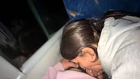 young latina babe sucks unknown passenger on bus gets cum in mouth