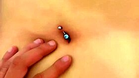 a good finger explores this beautiful latina's navel, close up fetish