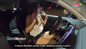 no PANTIES and no BRA, showing off for attendants at the GAS STATION