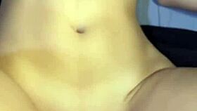 in the bedroom, he CUMS on her belly during passionate sex.