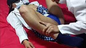 real students prepare for a hot threesome and intense sex