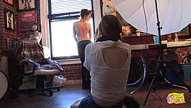 the photo sessions turned into a lesbian softcore session where they masturbated their wet pussies