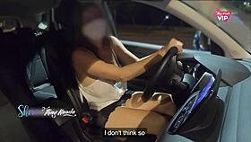 no PANTIES and no BRA, showing off for attendants at the GAS STATION