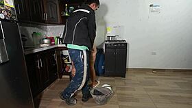 plumber fucks hot girl at work