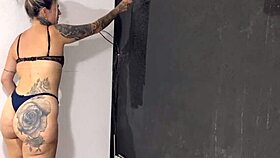 Painter while painting house gets big cock in ass and pussy painter cums inside