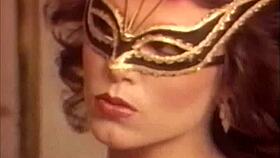 What goes around cums around, she whispered during our masked retro session with hairy pussy play.