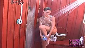 Hot Brunettes Asshole Shaving In An Outdoor Shower!
