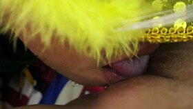 I lick her pure pussy, so fragrant and sweet.