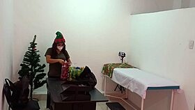 is the latina nurse caught decorating the doctors office and flashing while getting super sexy and hot?