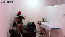 is the latina nurse caught decorating the doctors office and flashing while getting super sexy and hot?