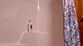 New content: someone prepares for outdoor shower experience