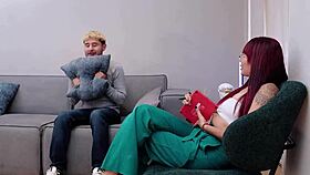 my psychologist ends up being a horny whore she seduces me and swallows my cum,