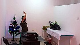 is the latina nurse caught decorating the doctors office and flashing while getting super sexy and hot?
