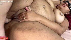 bbw cheats on hubby, fucks two guys in cuckold house 😈