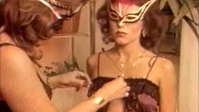 What goes around cums around, she whispered during our masked retro session with hairy pussy play.