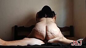 chubby milf dominates homemade ass riding on bed