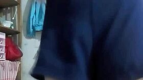 check out this sexy girl in glasses showing off her hot body all by herself 😏